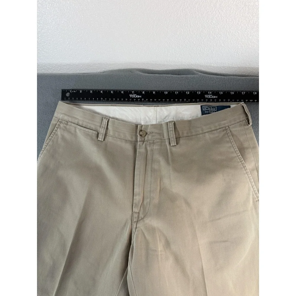 VTG Polo Ralph Lauren Pants Mens 35x32 Beige Classic Fit Chino Straight Casual
